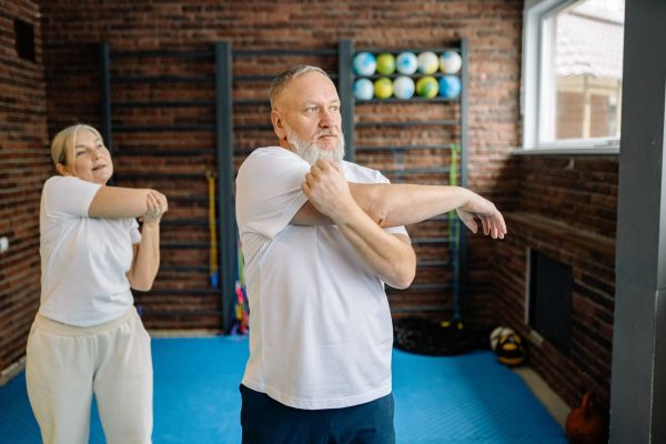elderly people work out